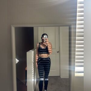 ALO Yoga Black and White Sports Bra and Leggings